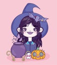 Witch girl trick or treat happy halloween Royalty Free Stock Photo