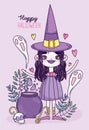 Witch girl trick or treat happy halloween Royalty Free Stock Photo
