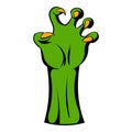 Witch green hand icon cartoon