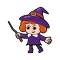 Witch halloween cartoon character . Vector