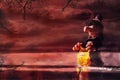 Witch Halloween night Royalty Free Stock Photo