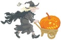 Witch with a Halloween pumpkin Royalty Free Stock Photo