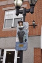 Salem, MA, 1st June: Witch hanging on pillar miniature from Salem in Essex county Massachusettes state of USA