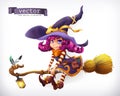 Witch. Happy Halloween, 3d vector