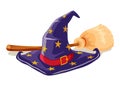 Witch hat and broomstick