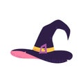 Witch hat with buckle, cartoon vector illustration isolated on white background. Royalty Free Stock Photo