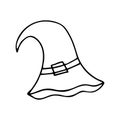 The witch hat is curved, doodle illustration to Halloween Royalty Free Stock Photo