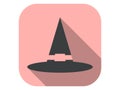 Witch hat flat icon with shadow. Wizard cap. Halloween, October 31st. Vector