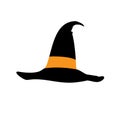 Witch hat. Halloween icon ff black hat on white background. Royalty Free Stock Photo