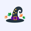 Witch Hat for Halloween isolated on white background.Vector Illustration Royalty Free Stock Photo