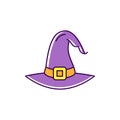 Witch hat icon Colorful flat Halloween icon, Thin line art design, Vector illustration