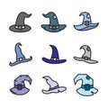 Witch hat icon set vector design template basic RGB Royalty Free Stock Photo