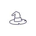 Witch hat icon. Wizard hat outline logo. Vector sign
