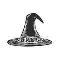 Witch Hat With Mystical Symbols Silhouette Illustration. Magical And Enchanted Theme Isolated Vector Illustration Royalty Free Stock Photo