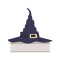 Witch hat on spooky book semi flat color vector item Royalty Free Stock Photo