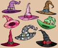 Witch hats set isolated on white background Royalty Free Stock Photo