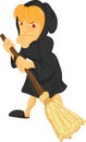 Witch holding broom Royalty Free Stock Photo