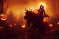 witch horsewoman in Halloween night