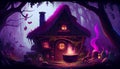 Witch House Halloween Party Decoration Dogotal Generated Magic Artwork Illustration Royalty Free Stock Photo