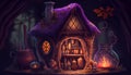 Witch House Halloween Party Decoration Dogotal Generated Magic Artwork Illustration Royalty Free Stock Photo