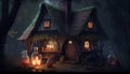 Witch House Halloween Party Decoration Dogotal Generated Magic Artwork Illustration Royalty Free Stock Photo