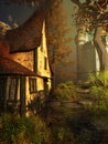 Witch house near a castle Royalty Free Stock Photo