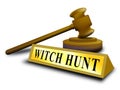 Witch Hunt Gavel Meaning Harassment or Bullying To Threaten Or Persecute 3d Illustration