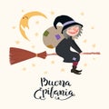 Witch illustration, Epiphany quote in Italian Royalty Free Stock Photo