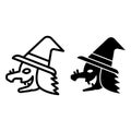 Witch line and glyph icon. Character vector illustration isolated on white. Face outline style design, designed for web