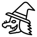 Witch line icon. Character vector illustration isolated on white. Face outline style design, designed for web and app