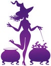 Witch with magic cauldron