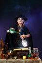 Witch making potion