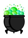 Witch pot of boiling green magic potion for Halloween, vector il Royalty Free Stock Photo