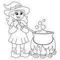 Witch Potion Pot Halloween Coloring Page Isolated Royalty Free Stock Photo