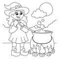 Witch Potion Pot Halloween Coloring Page for Kids Royalty Free Stock Photo