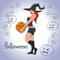 Witch with pumpkin Royalty Free Stock Photo