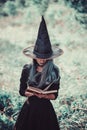 Witch reading a book Royalty Free Stock Photo