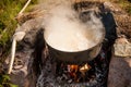 A witch`s cauldron boiling