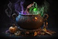 witch's cauldron with mysterious potion, ready to be stirred and brewed