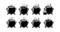 Witch\'s Cauldrons Collection - Black and White Vector Icons Royalty Free Stock Photo