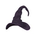 The witch s hat is black and purple.The witch s cap is a symbol of Halloween. Vector illustration isolated on a white Royalty Free Stock Photo