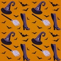 Witch seamless pattern, vector