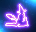 Witch silhouette with a broomstick