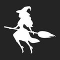 Witch silhouette icon. Character on the broom, spooky