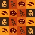 Witch Skull Bones, Pumpkin Head, Ghost and Bat in Halloween Pattern Royalty Free Stock Photo