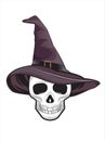 Witch Skull illustration for tattoo or t-shirt design