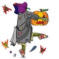 Witch steals a pumpkin