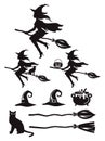 Witch sticker black color silhouette