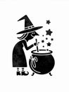 Witch Stirring Magical Potion in Cauldron Royalty Free Stock Photo