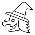 Witch thin line icon. Character vector illustration isolated on white. Face outline style design, designed for web and